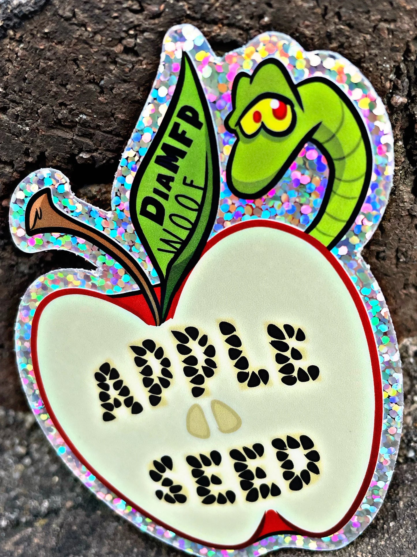 Sticker: Appleseed Red Apple Glitter Sticker (Dogs In A Pile)