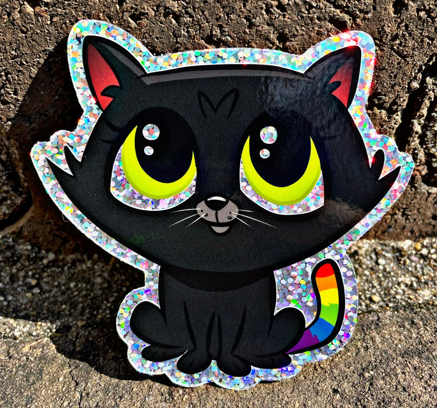 Sticker: Black Kitten Changing Colors Glitter Sticker (Dave Matthews Band)