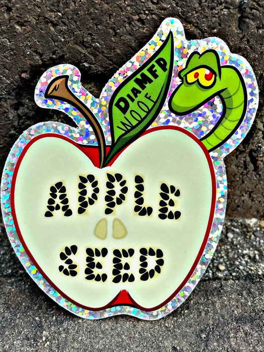 Sticker: Appleseed Red Apple Glitter Sticker (Dogs In A Pile)