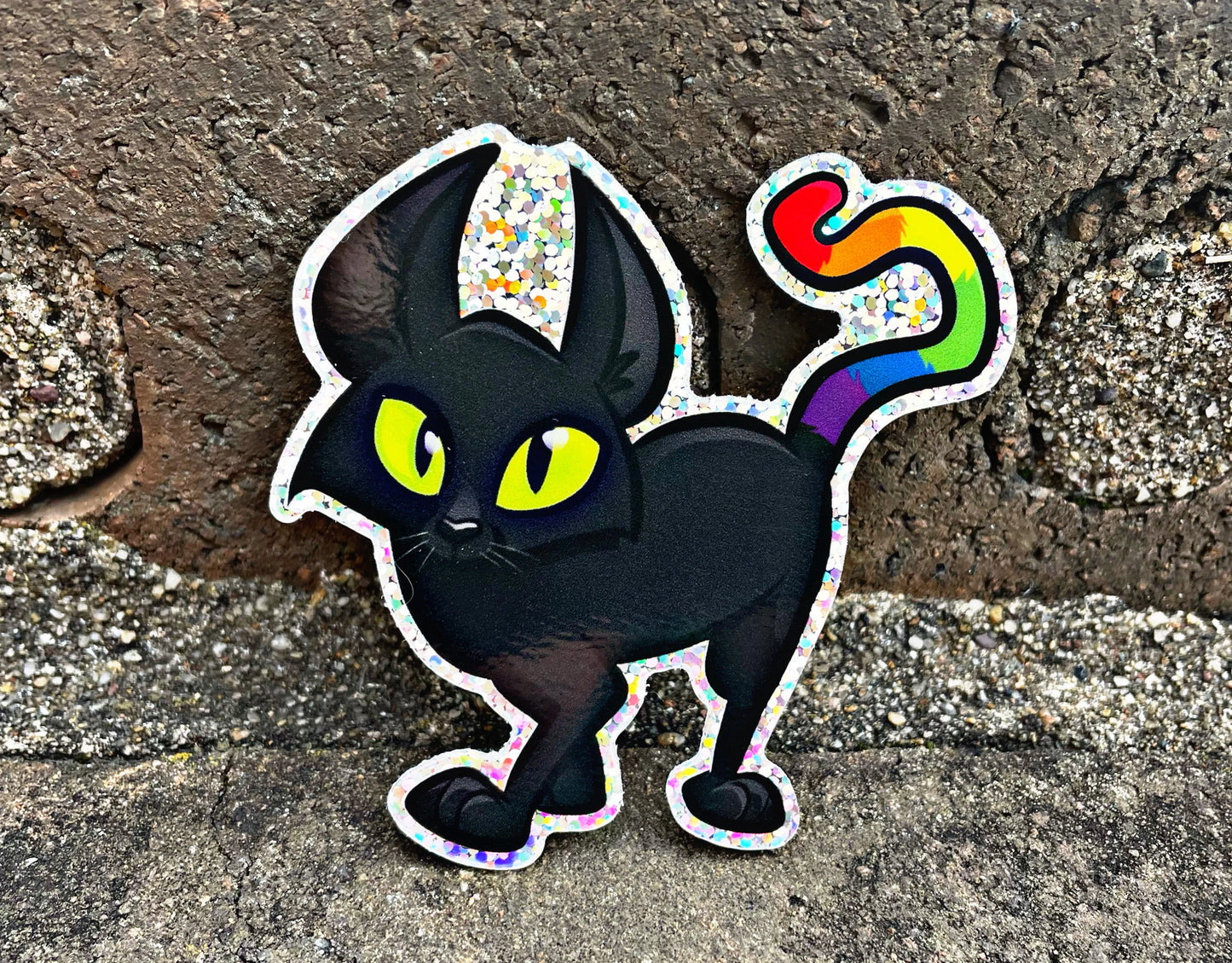 Sticker: Black Cat Changing Colors Glitter Sticker (Dave Matthews Band Inspired)