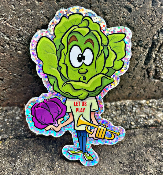 Sticker: “Let Us Play” Lettuce Inspired Glitter Sticker